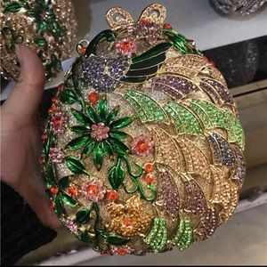 Multi color peacock Evening clutch